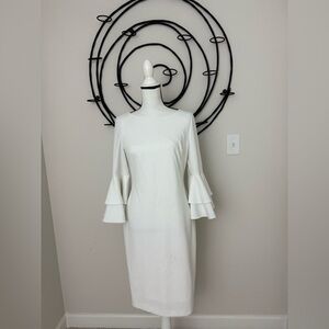 Calvin Klein Ivory Dress with Gold Metallic Zipper